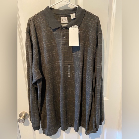 Geoffrey Beene men’s long sleeve polo shirt, polyester knit, size XL, NWT - Picture 1 of 7